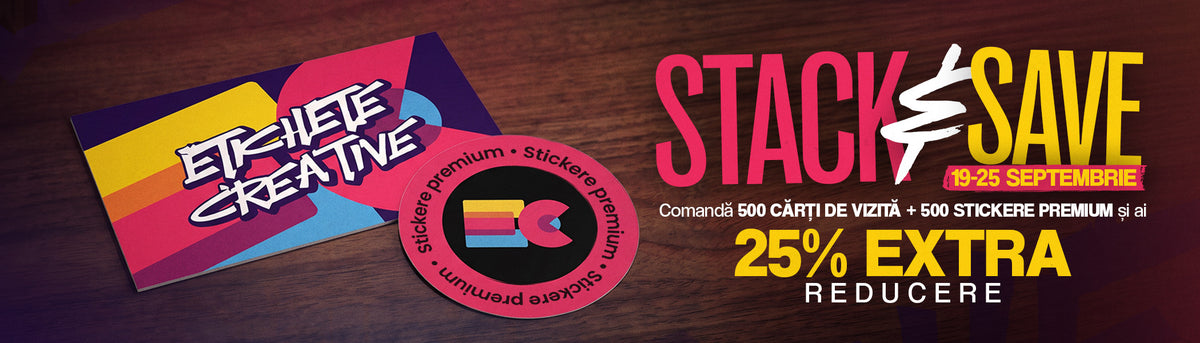 Premium: 500 Stickere + 500 Cărți de vizită.