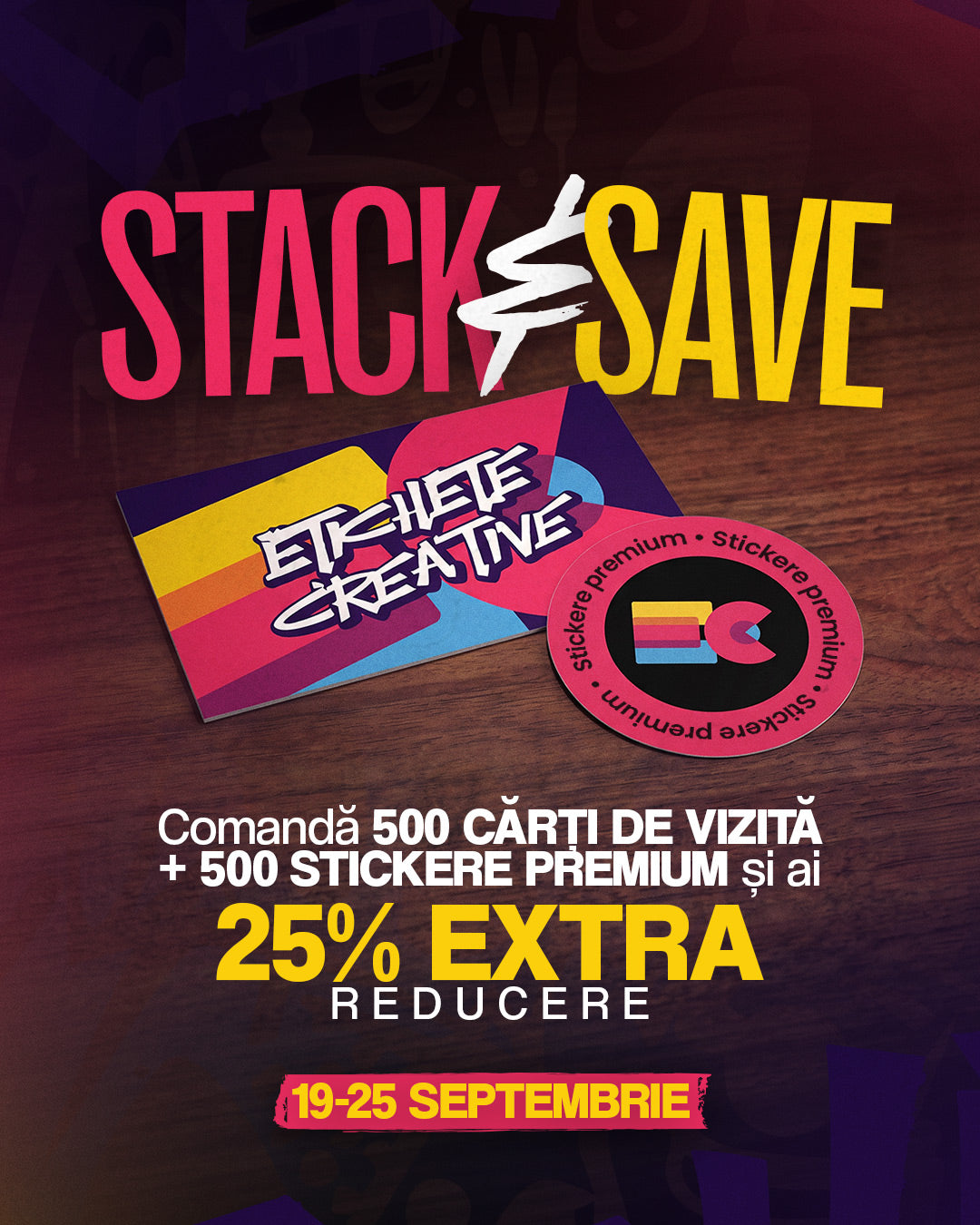 Premium: 500 Stickere + 500 Cărți de vizită.